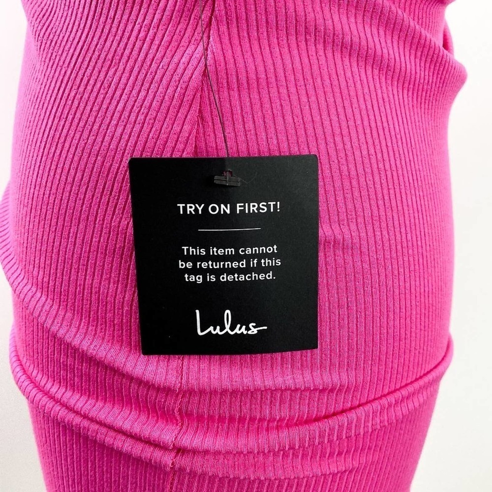 NWT Lulu's Movie Magic Pink Asymmetrical Bodycon Halter Neck Mini Dress Barbie S - Picture 9 of 15